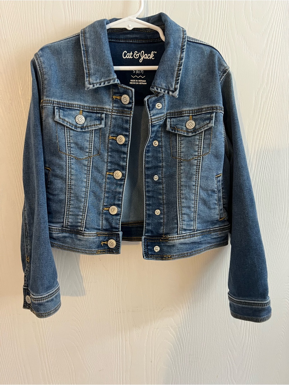 Cat & Jack Dark Blue Denim Jacket with Contrast Stitching